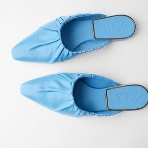 Zara Blue Mules Size 6.5 NWT